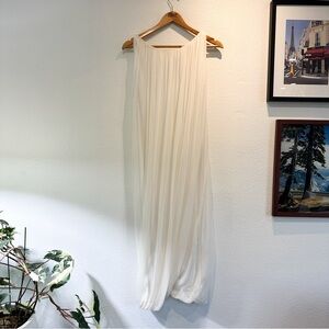 Women’s white draped midi dress